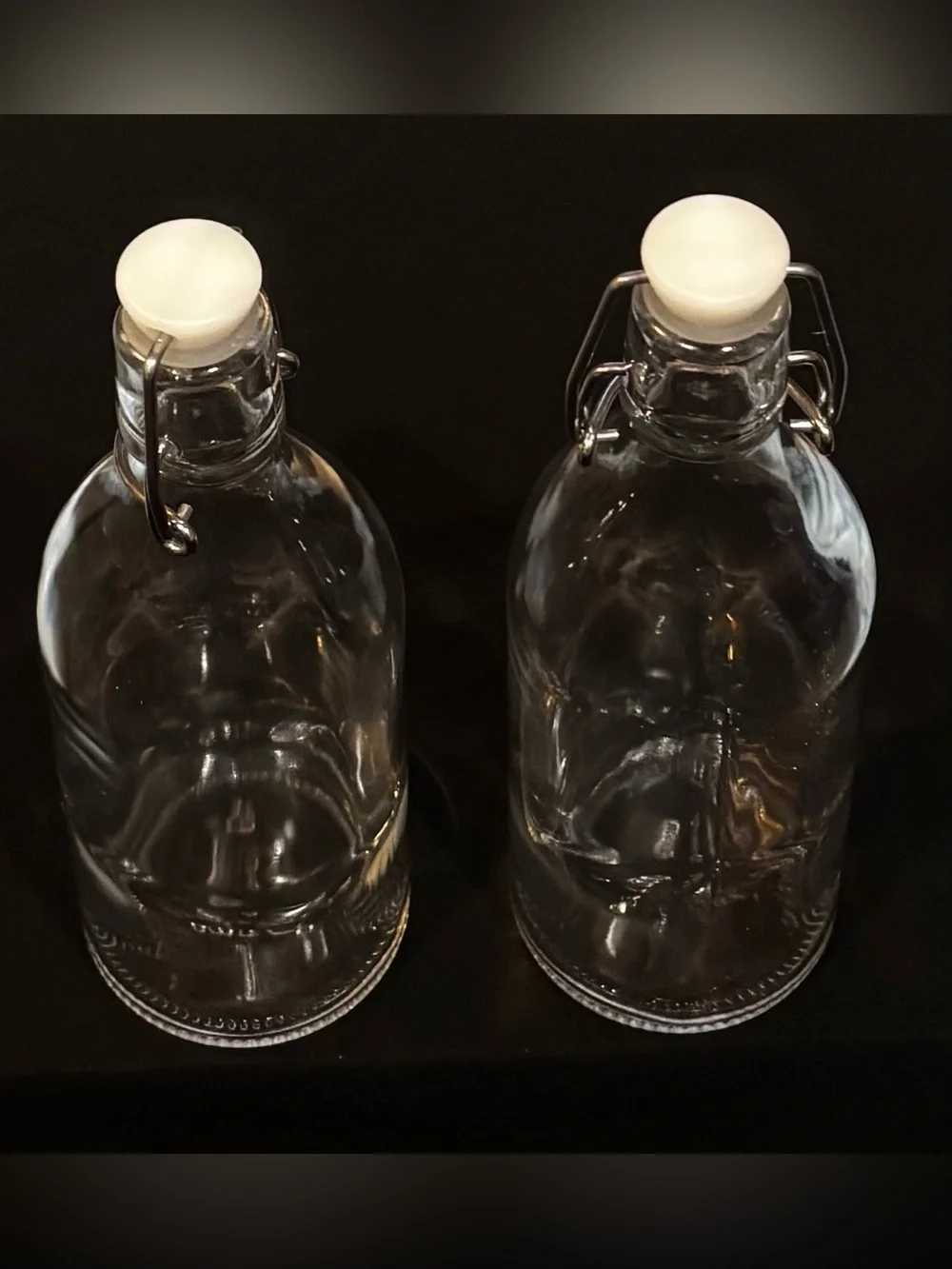 IKEA KORKEN clear glass swing-top bottles. set of 2